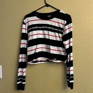 Striped Broken Promises Cropped Long Sleeve